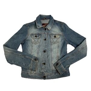 Hollister Jacket Women's Size M Blue Denim Jean Jacket Button Up Classic Fit HCO